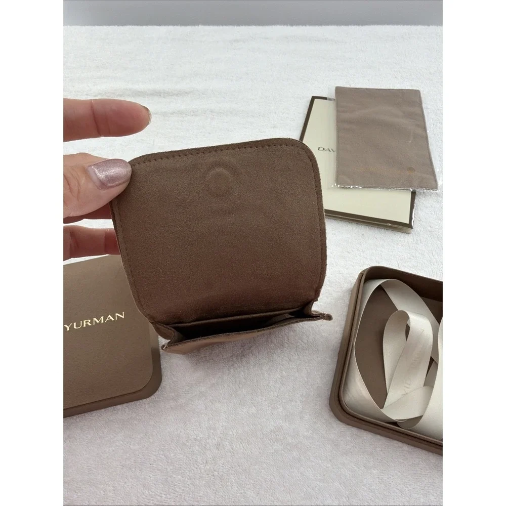 David Yurman Empty Jewelry Large Brown Suede Pouch, Box, Ribbon